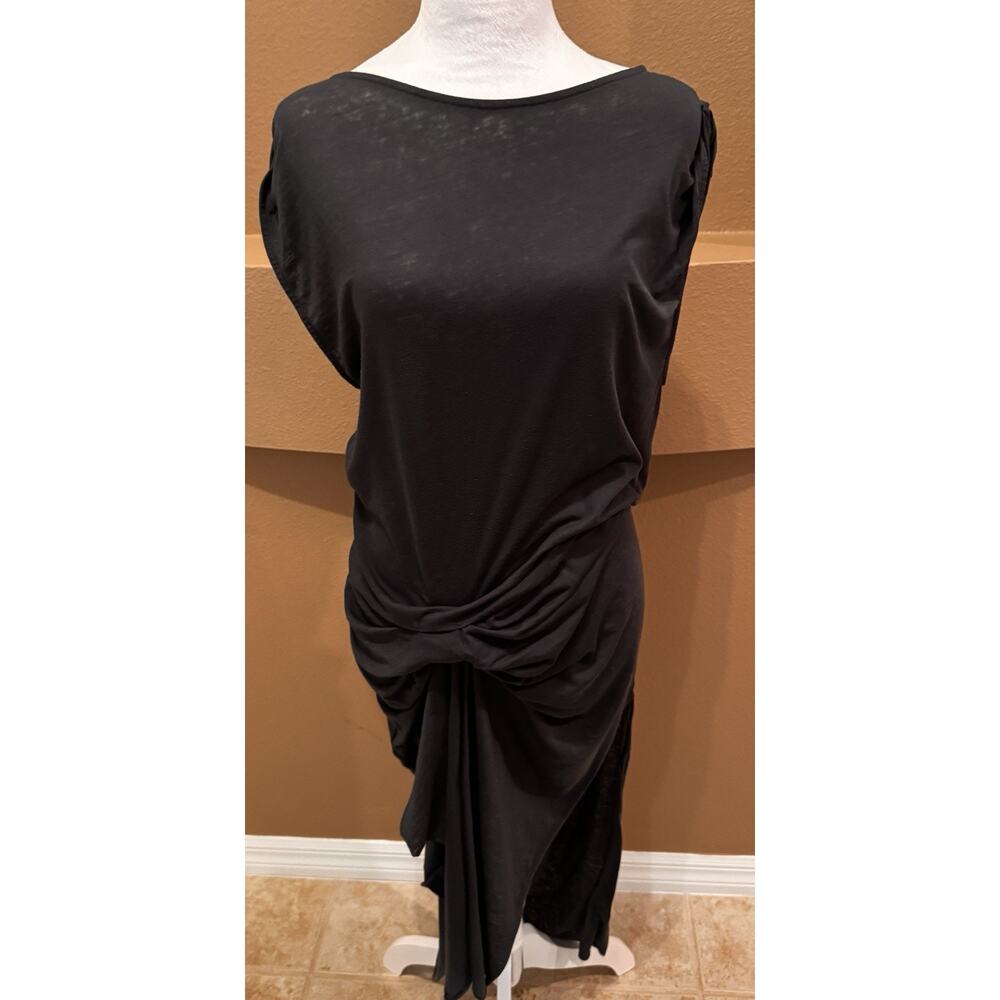 All Saints Dark Gray Sleeveless Ruched Midi Dress Size S